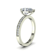 Solitaire Noémie bague diamant synthétique poire et diamants synthétiques ronds 1.70 carat or blanc